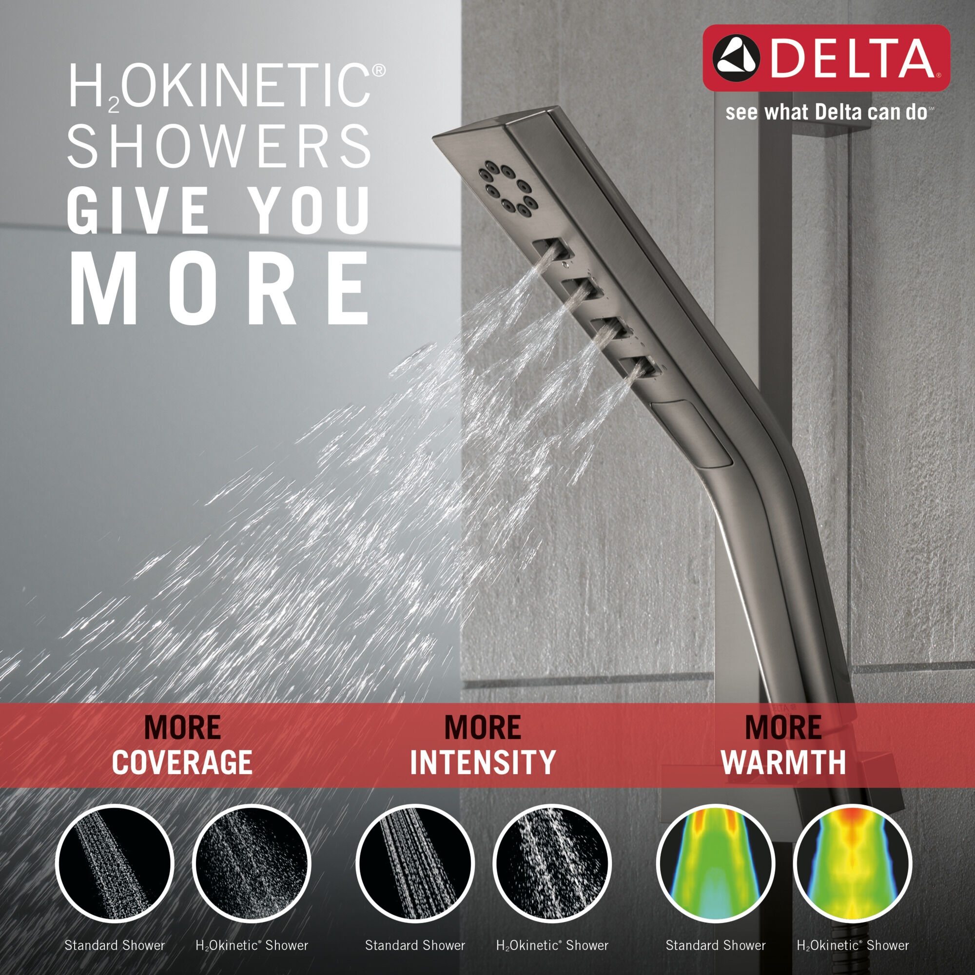 Delta Faucet 51799-KS-PR Universal Showering Handshower, Lumicoat Black  Stainless 並行輸入品 浴室、浴槽、洗面所