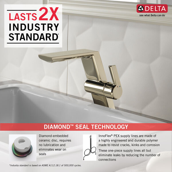 Single Handle Mid Height Vessel Bathroom Faucet In Polished Nickel 699 Pn Dst Delta Faucet