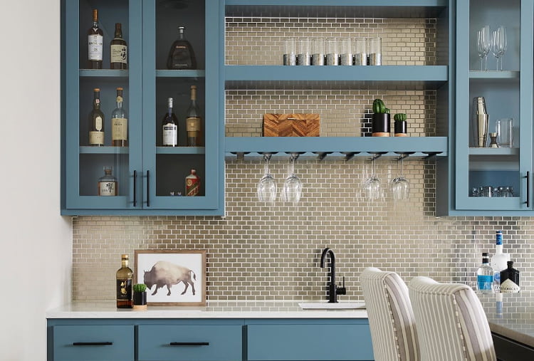 Kitchen Shelves Between Cabinets Design Ideas
