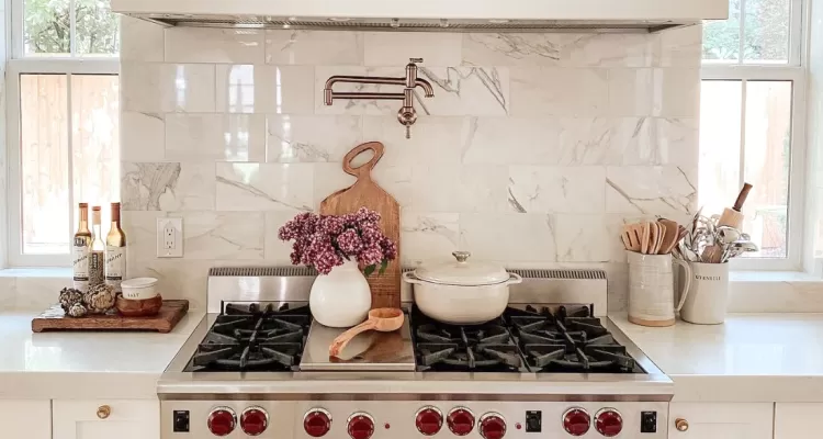 @mommingblog's inviting kitchen range with pot filler